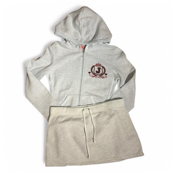 Gray Hoodie and Skirt Set with Logo